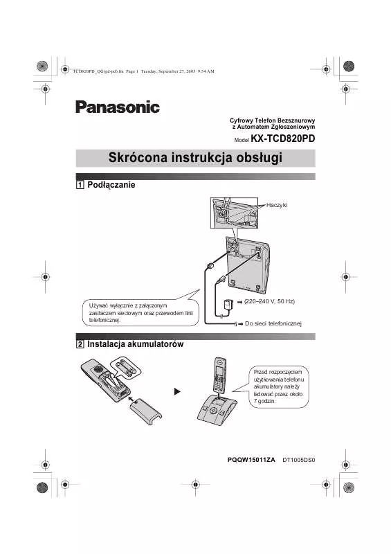 Mode d'emploi PANASONIC KX-TCD820PD