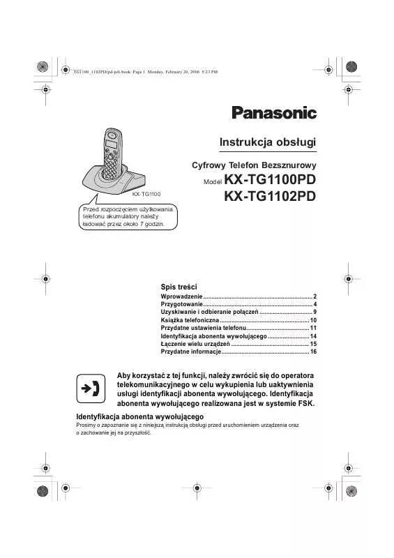 Mode d'emploi PANASONIC KX-TG1100PD
