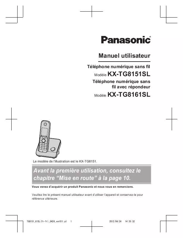 Mode d'emploi PANASONIC KXTG8151SL