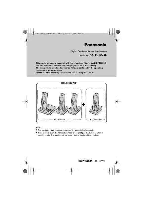 Mode d'emploi PANASONIC KXTG8222E