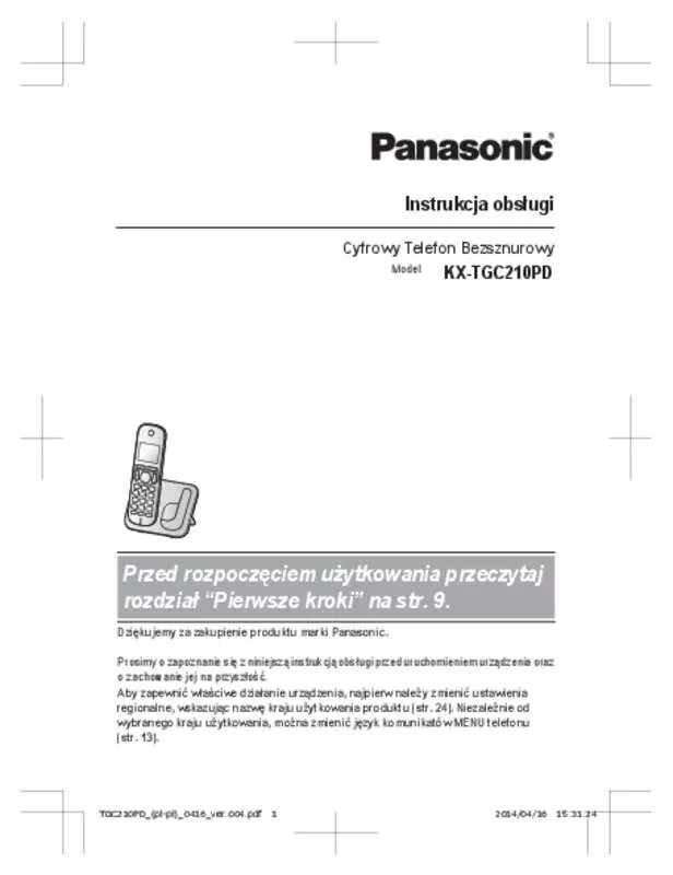 Mode d'emploi PANASONIC KX-TGC210PD