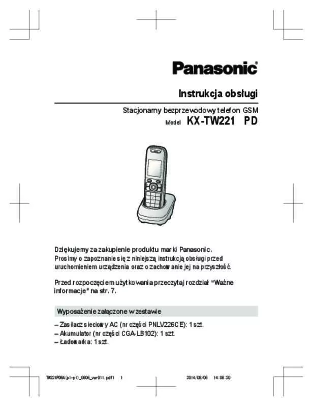 Mode d'emploi PANASONIC KX-TW221PD