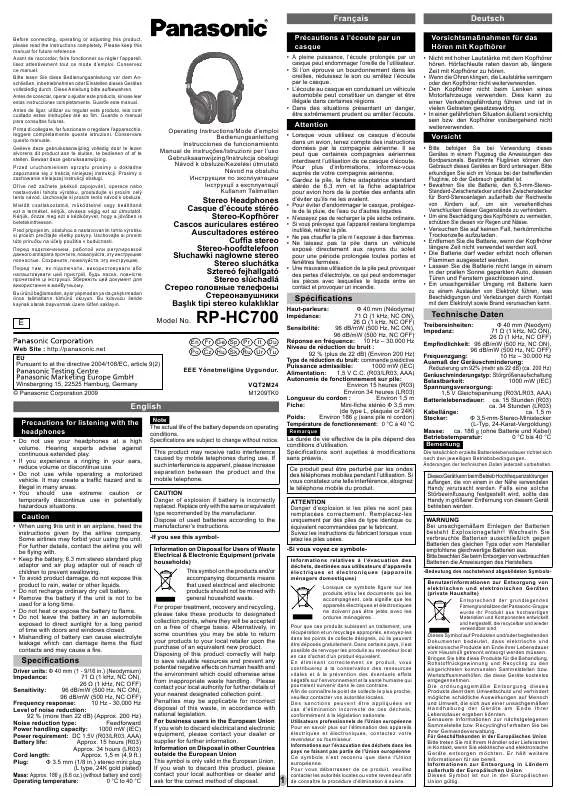 Mode d'emploi PANASONIC RPHC700