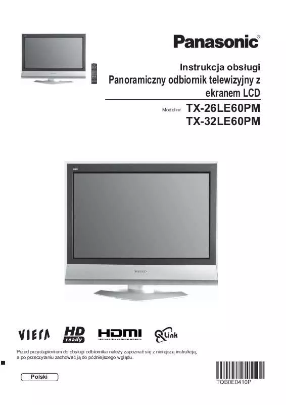 Mode d'emploi PANASONIC TX-32LE60PM