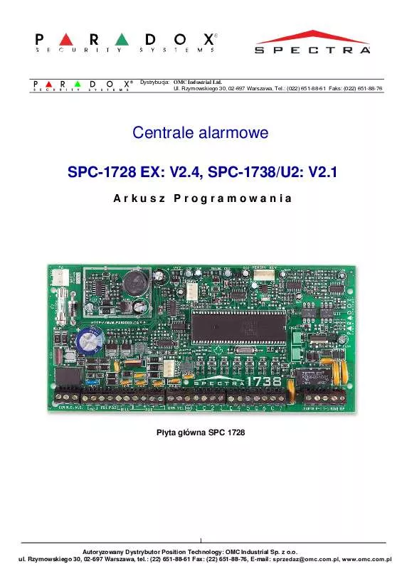 Mode d'emploi PARADOX SPC-1728