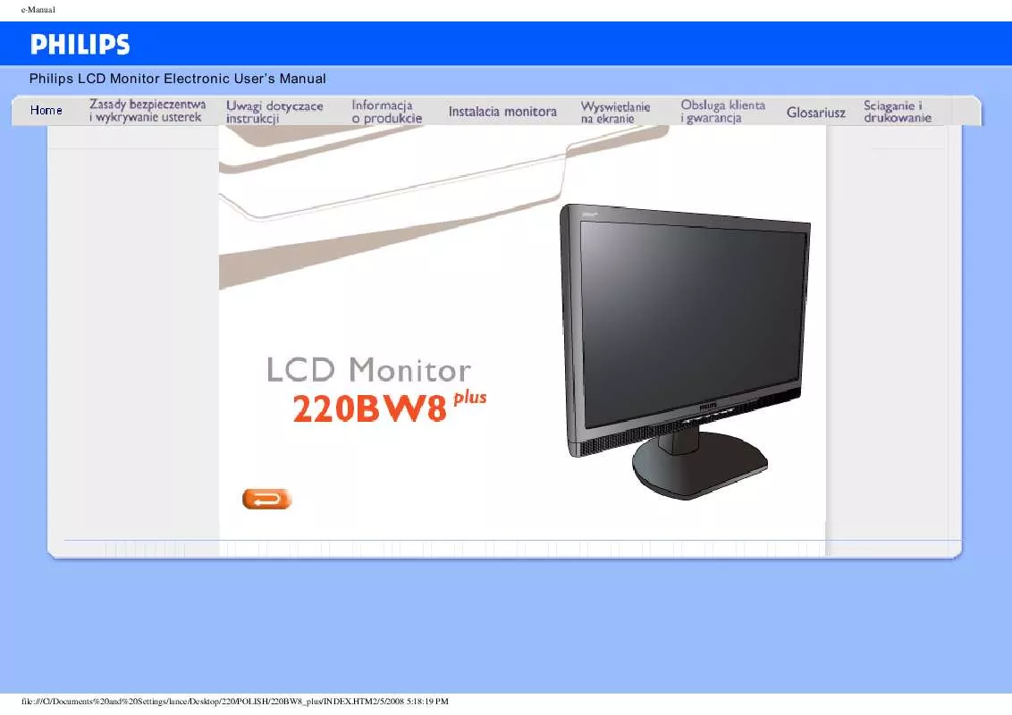 Mode d'emploi PHILIPS 220BW8CS1