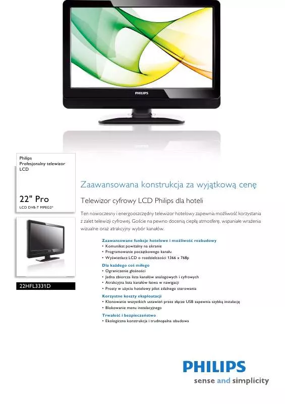 Mode d'emploi PHILIPS 22HFL3331D