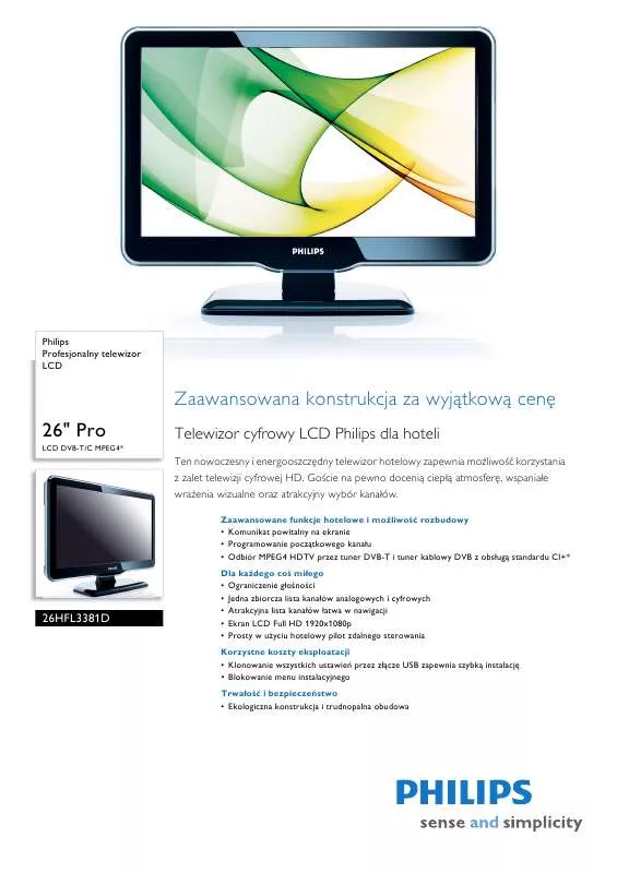 Mode d'emploi PHILIPS 26HFL3381D