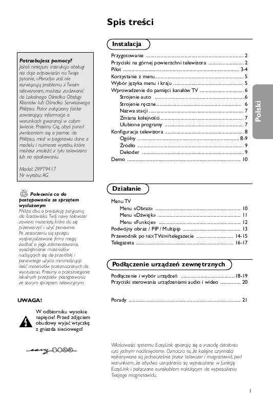 Mode d'emploi PHILIPS 29PT9417