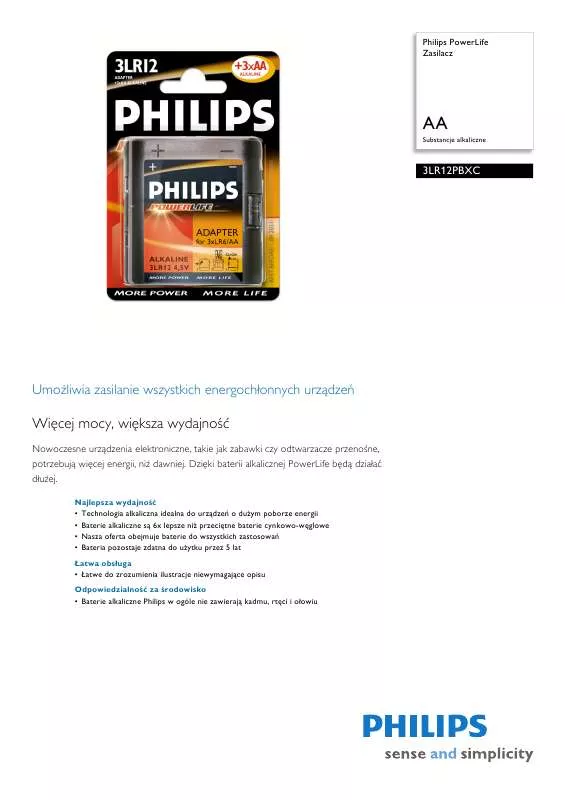 Mode d'emploi PHILIPS 3LR12PBXC