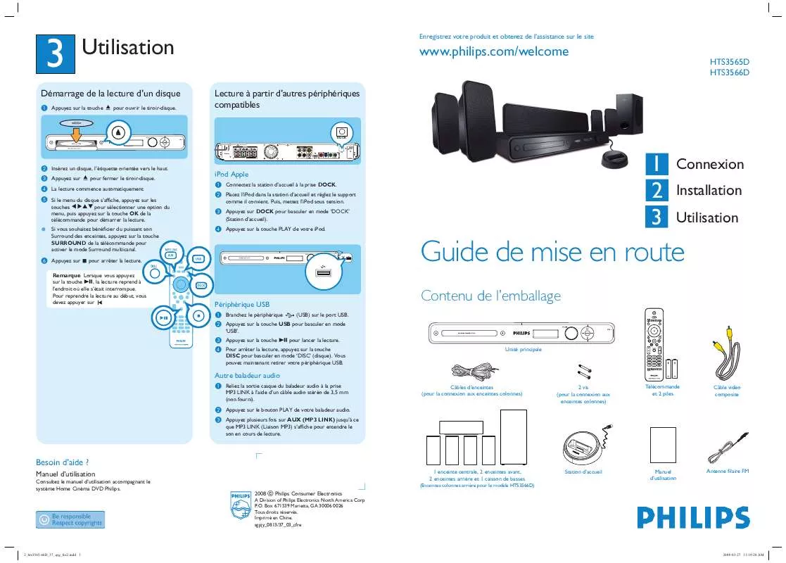 Mode d'emploi PHILIPS BDP7500BL