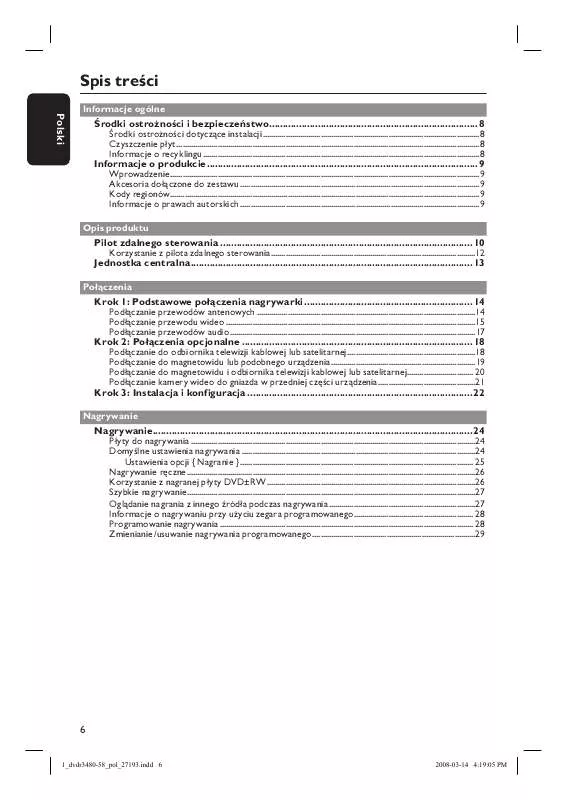 Mode d'emploi PHILIPS DVDR3480