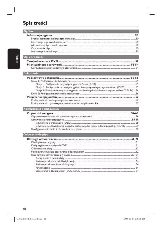 Mode d'emploi PHILIPS DVP3264