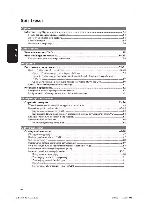 Mode d'emploi PHILIPS DVP3980