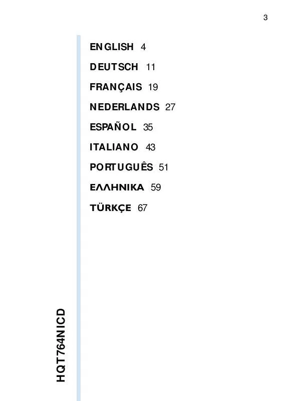 Mode d'emploi PHILIPS HQT764