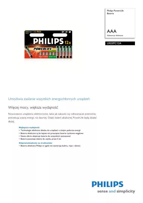 Mode d'emploi PHILIPS LR03PC12A