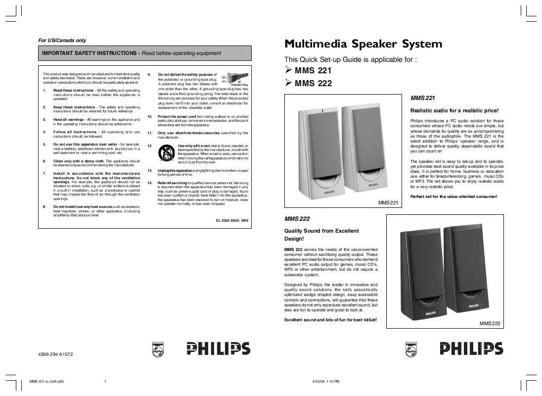 Mode d'emploi PHILIPS MMS221/00C