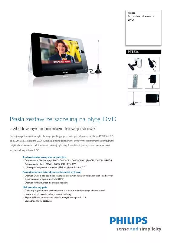 Mode d'emploi PHILIPS PET836