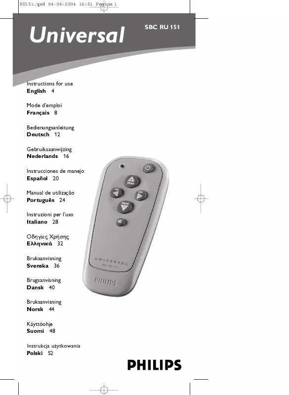 Mode d'emploi PHILIPS SBCRU151