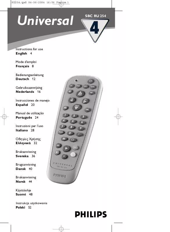 Mode d'emploi PHILIPS SBCRU254/00H