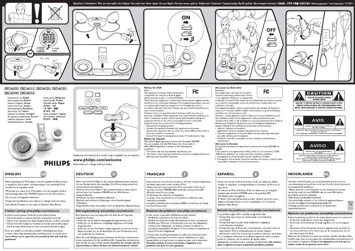 Mode d'emploi PHILIPS SBD6000