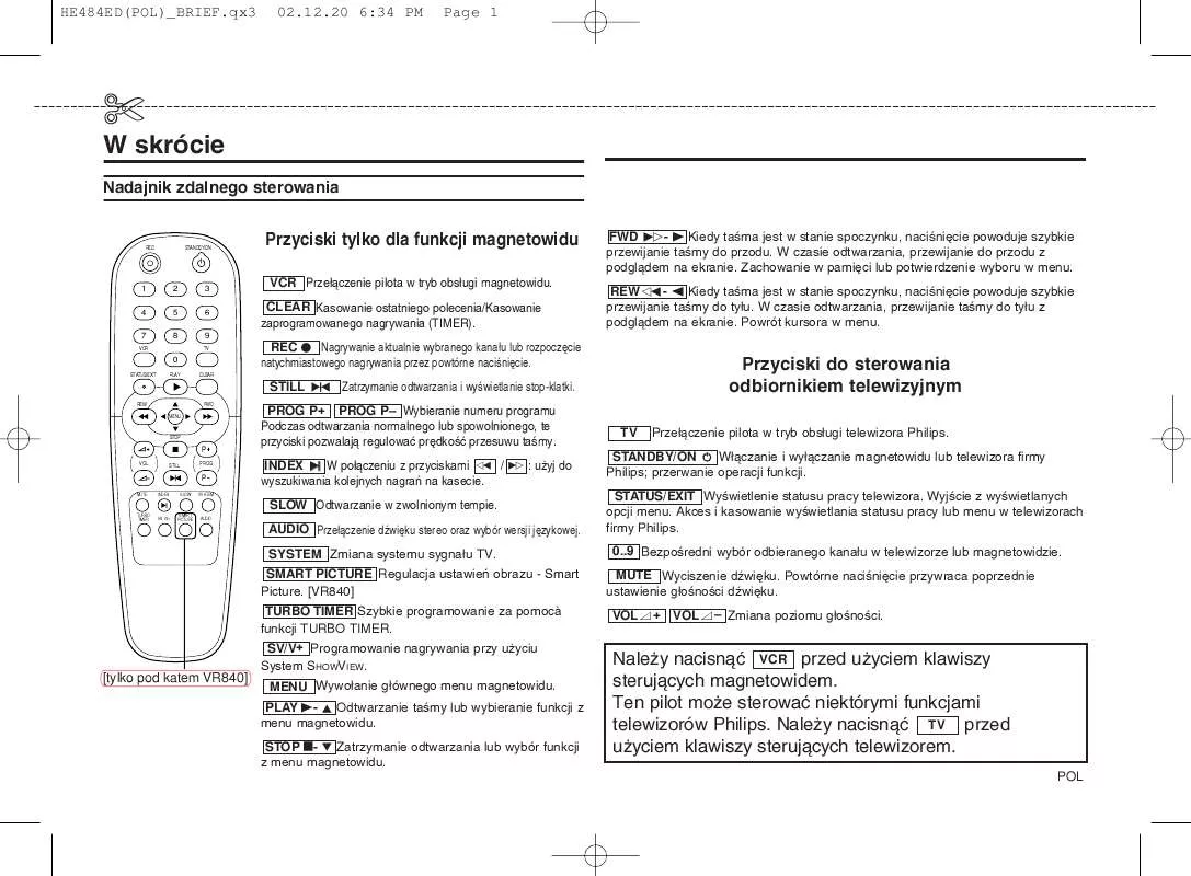 Mode d'emploi PHILIPS VR742