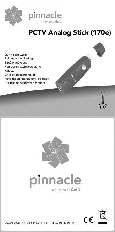 Mode d'emploi PINNACLE PCTV ANALOG STICK 170E