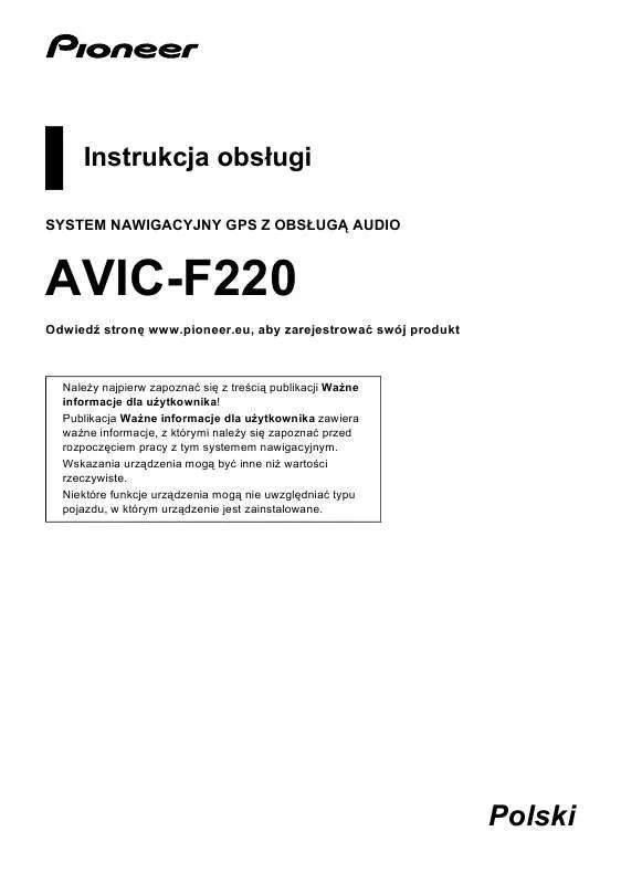 Mode d'emploi PIONEER AVIC-F220