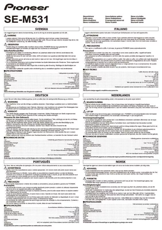 Mode d'emploi PIONEER SE-M531