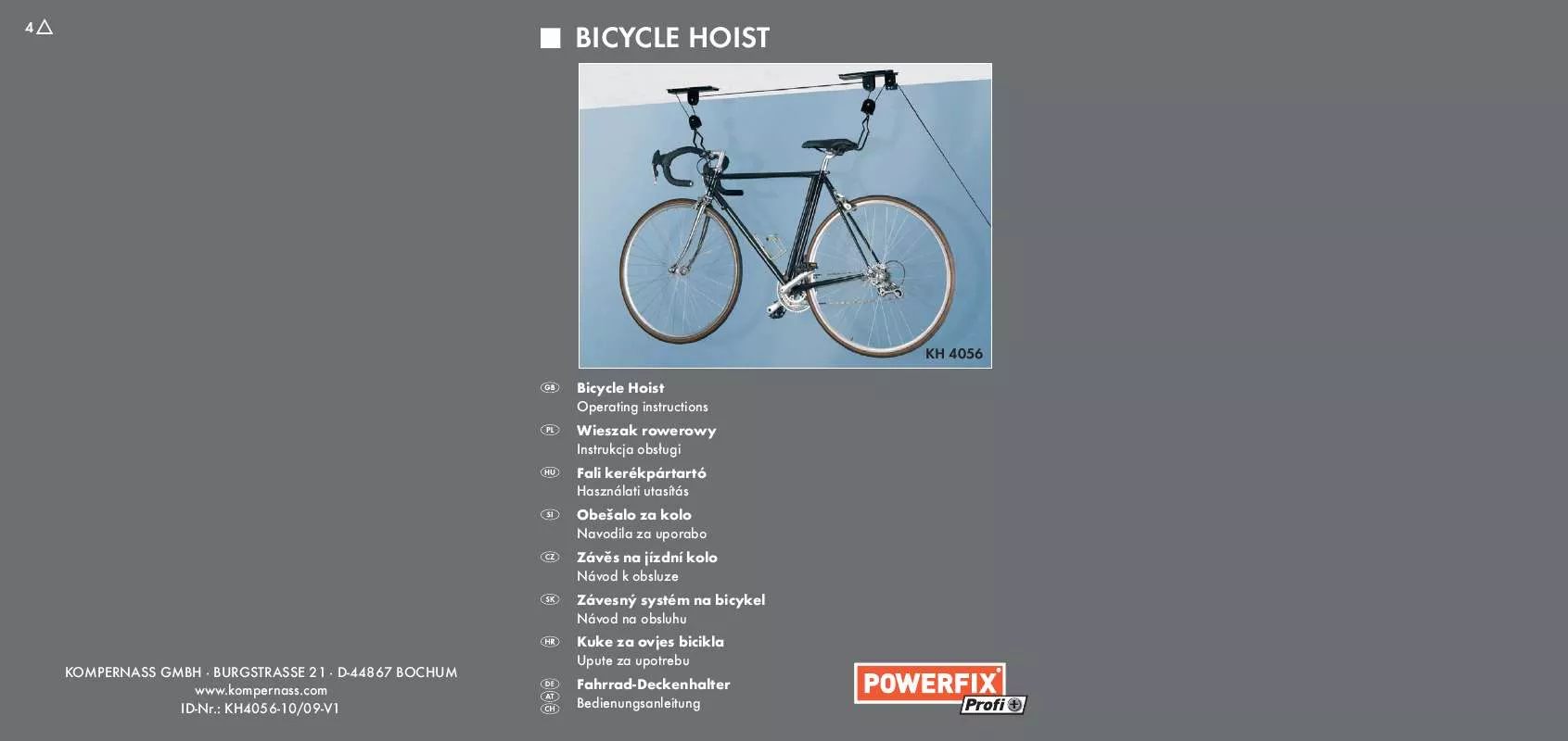 Mode d'emploi POWERFIX KH 4056 BICYCLE HOIST