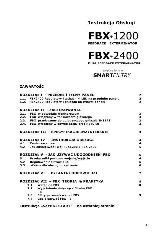 Mode d'emploi SABINE FBX 2400