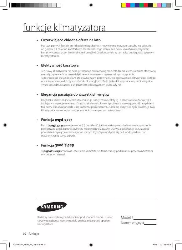 Mode d'emploi SAMSUNG AVXWBH036EE