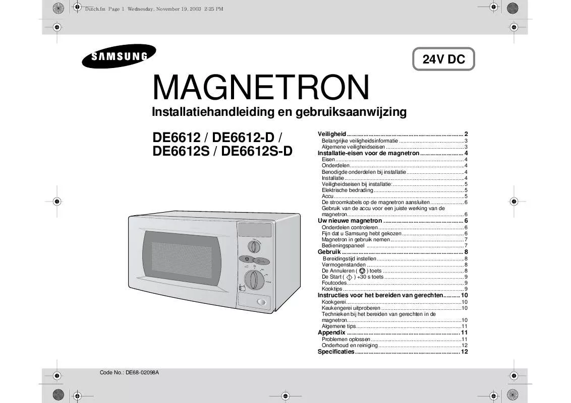 Mode d'emploi SAMSUNG DE6612S-D