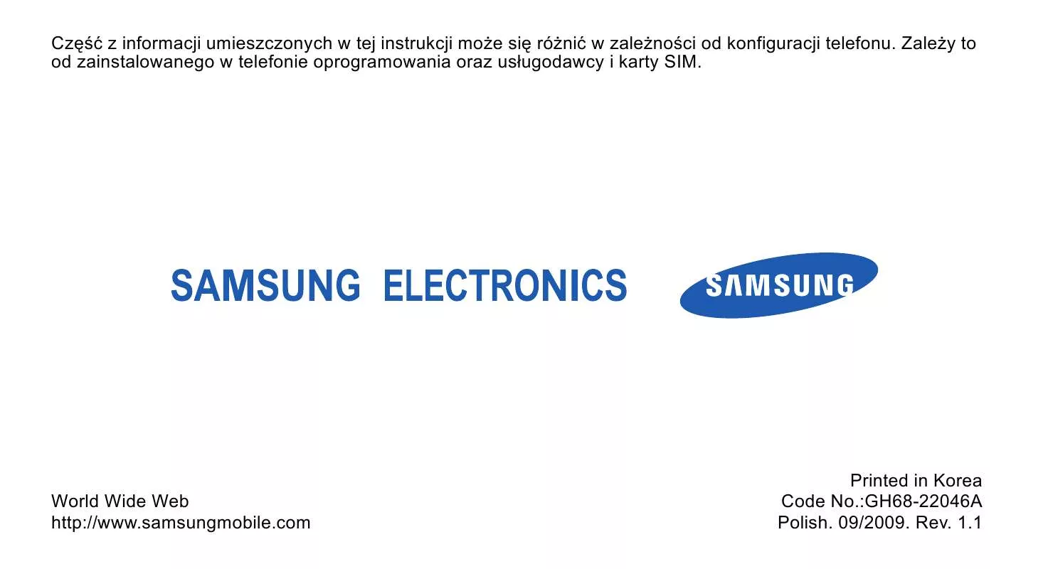 Mode d'emploi SAMSUNG GT-S3500