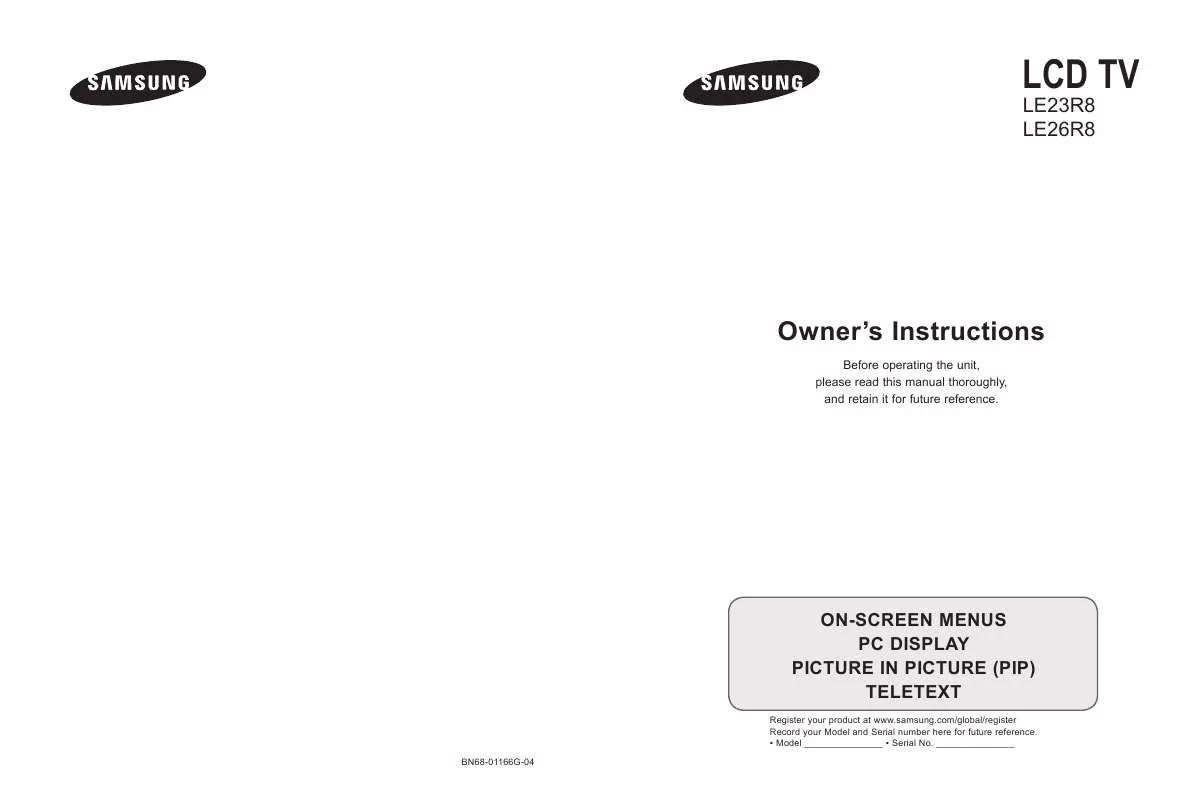 Mode d'emploi SAMSUNG LE26R83B