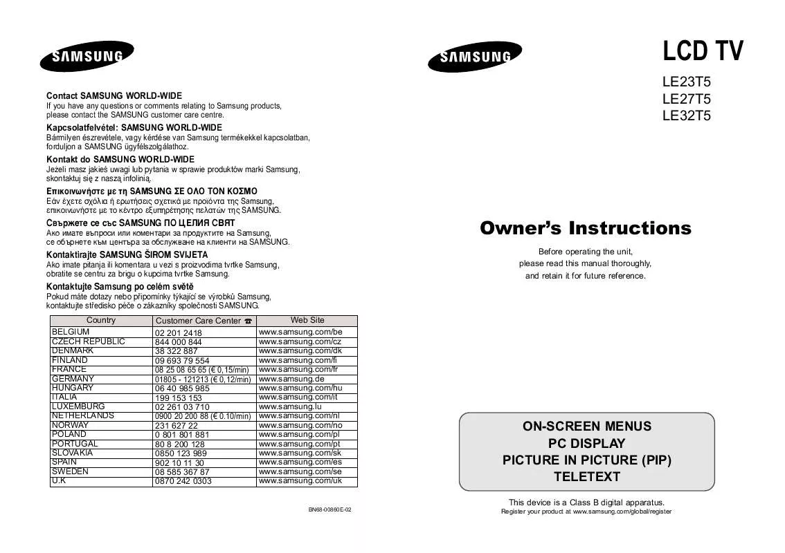 Mode d'emploi SAMSUNG LE32T51S