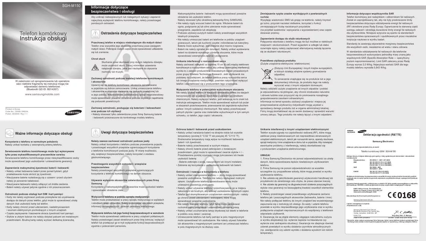 Mode d'emploi SAMSUNG M150