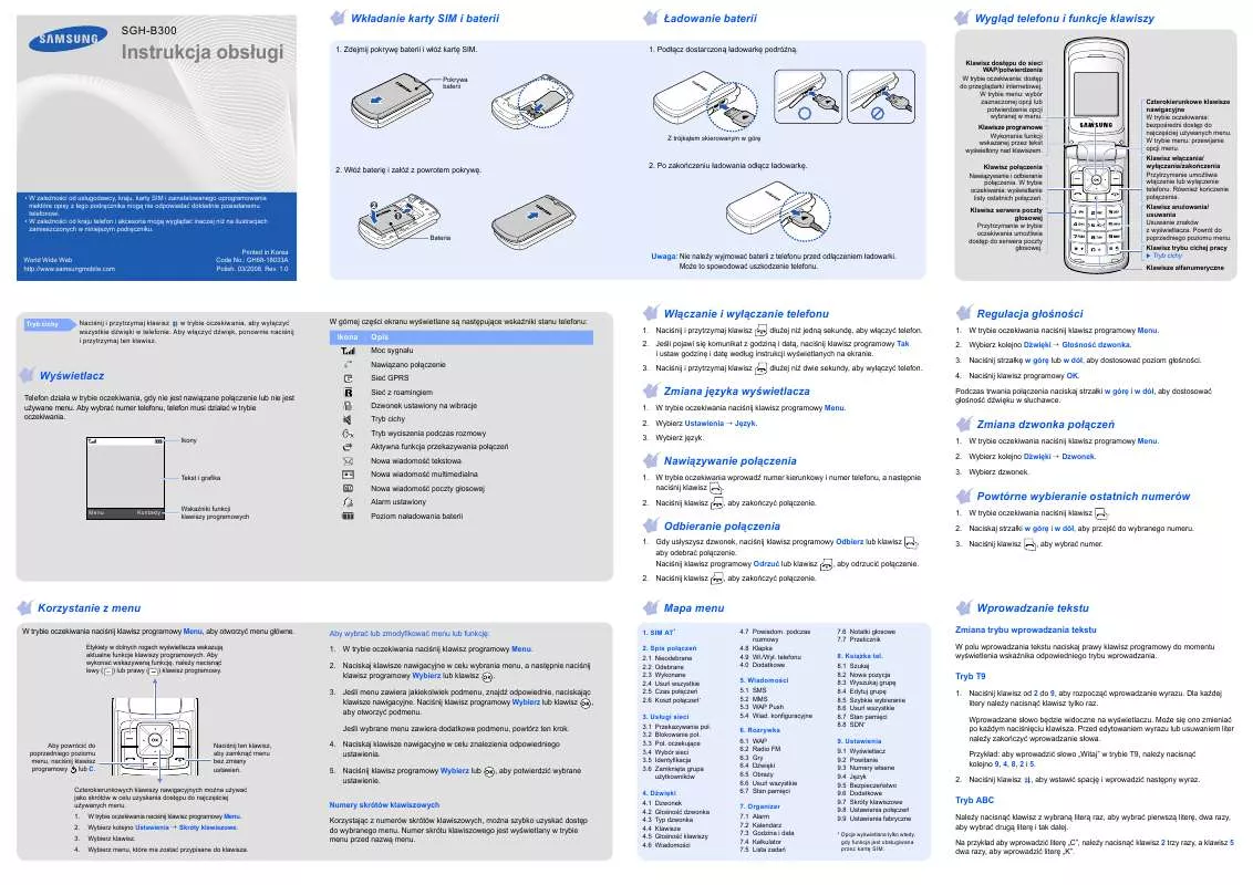 Mode d'emploi SAMSUNG SGH-B300