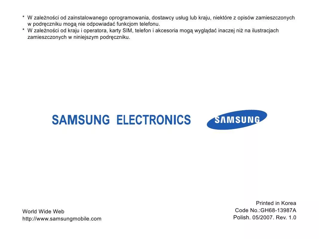 Mode d'emploi SAMSUNG SGH-F300