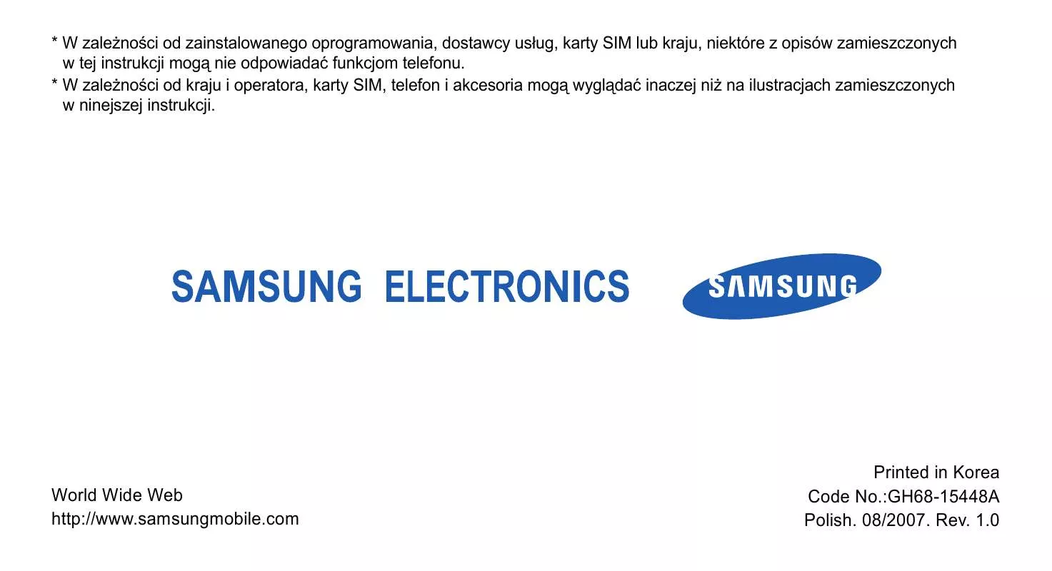 Mode d'emploi SAMSUNG SGH-J600