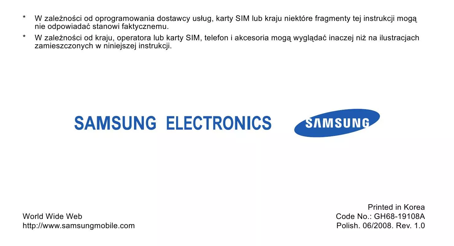 Mode d'emploi SAMSUNG SGH-L700