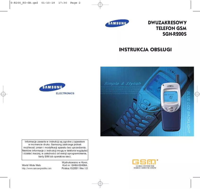 Mode d'emploi SAMSUNG SGH-R200EA