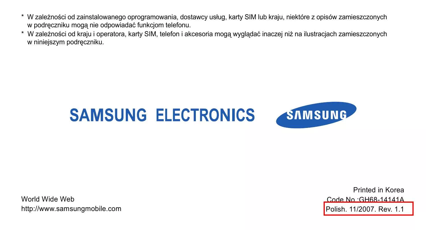 Mode d'emploi SAMSUNG SGH-U600