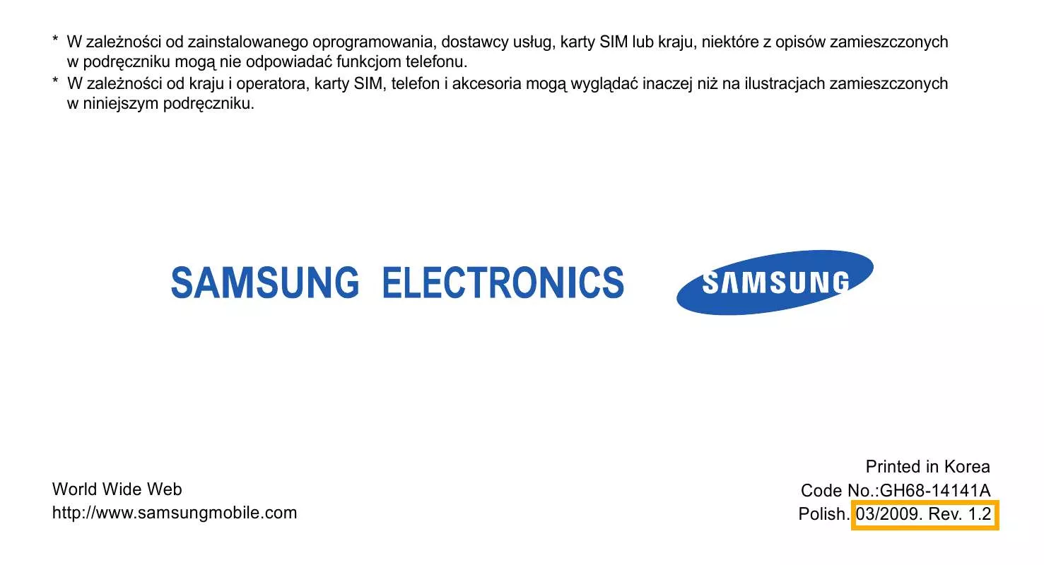 Mode d'emploi SAMSUNG SGH-U600G