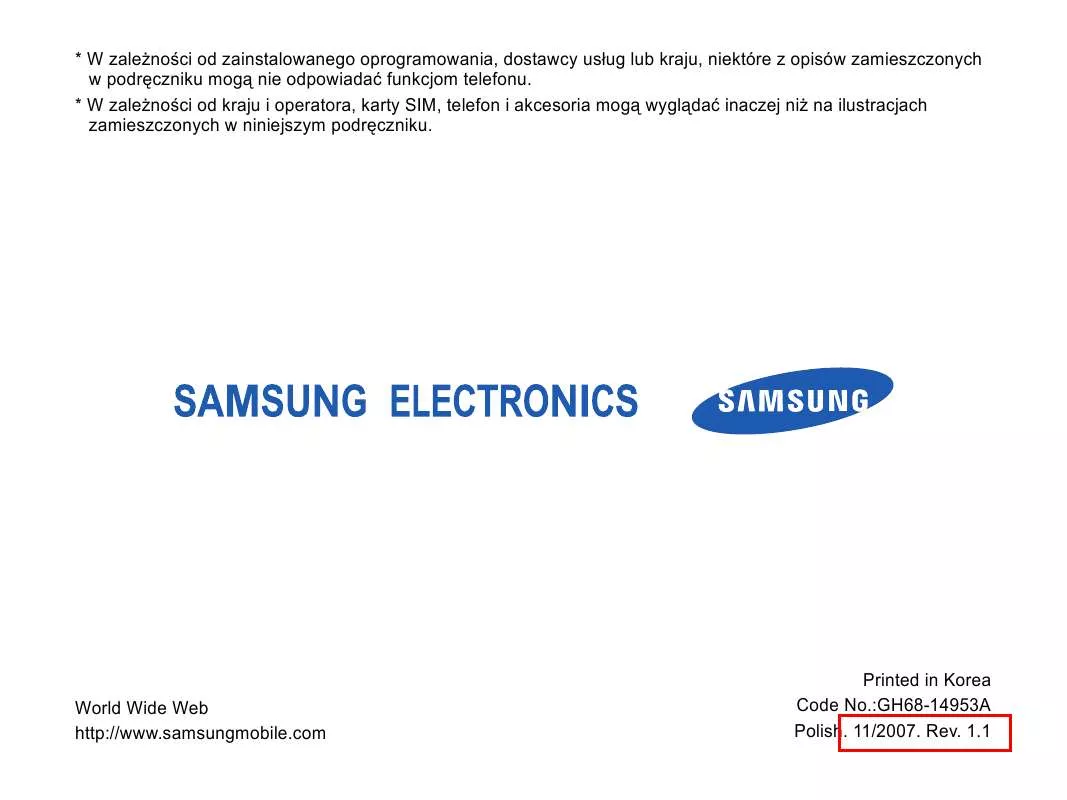 Mode d'emploi SAMSUNG SGH-U700