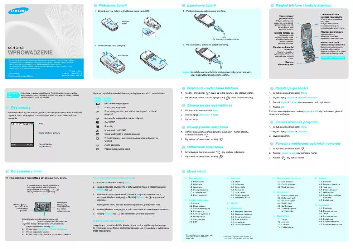 Mode d'emploi SAMSUNG SGH-X150