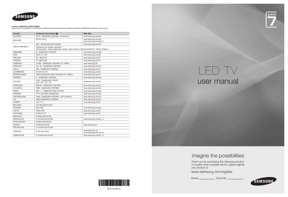 Mode d'emploi SAMSUNG UE-40B7000WW