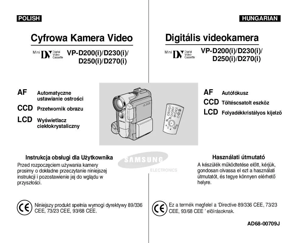 Mode d'emploi SAMSUNG VP-D230I