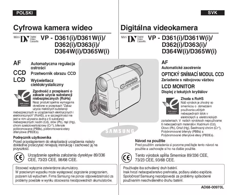 Mode d'emploi SAMSUNG VP-D361W