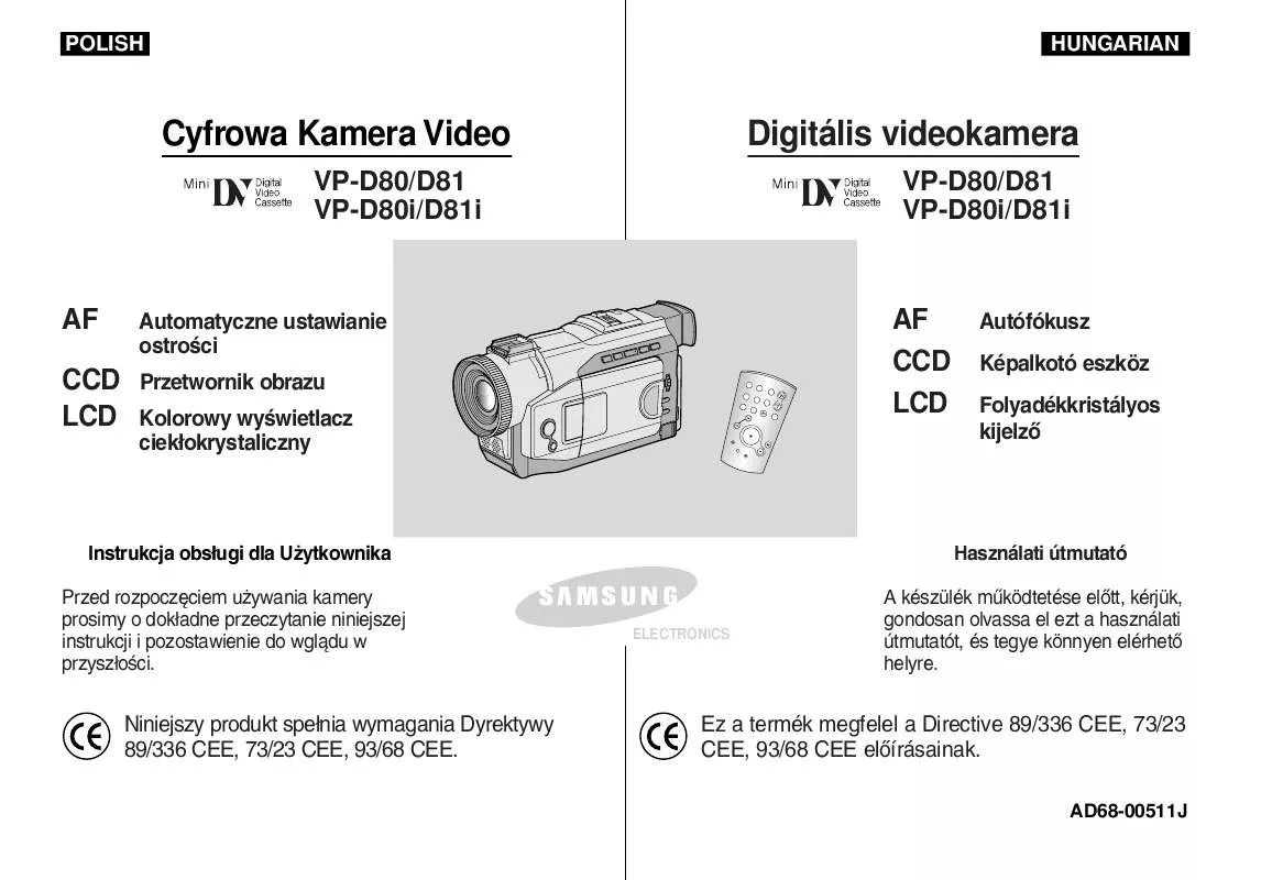 Mode d'emploi SAMSUNG VP-D80I